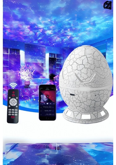 Büro Ev Ofis Hediyesi İçin Bluetoothlu Dinozor Yumurtası Stil Projektörlü Gece Lambası Diğer