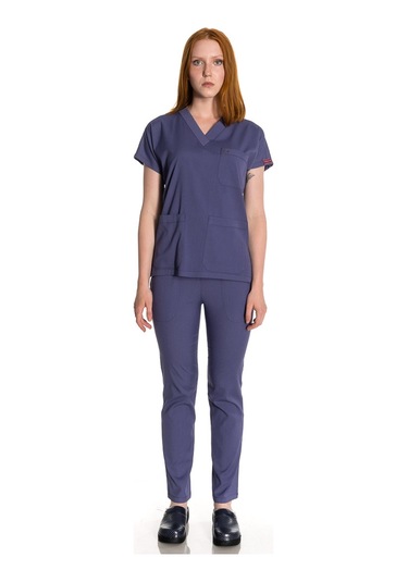 Unisex Likralı Duman Gri Scrubs