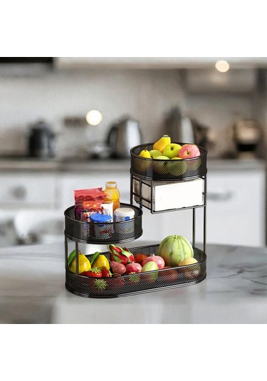 Homyl Meyve Sepet Tepsisi Ekmek Sepeti Sebze Rafı Sebzesi Soğan Siyah