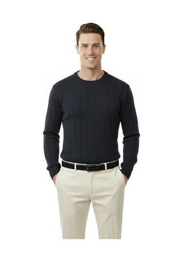 Deepsea Füme Dar Kesim Likralı Erkek Triko Kazak Bisiklet Yaka Şık Tasarım 2605433 Füme