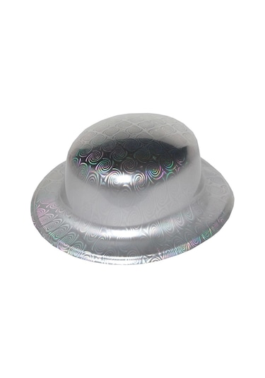 Gümüş Renk Hologramlı Plastik Yuvarlak Melon 27x24 Cm 4533