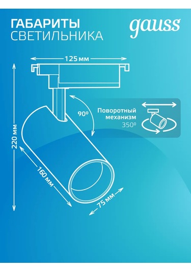 Gauss Tavan Raylı Aydınlatma 42w 4000k Siyah Led 260823134 Siyah