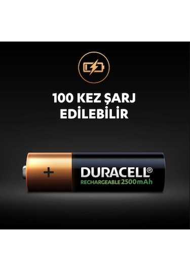 Duracell HR6/DX1500 2500 mAh AA Ni-MH Şarj Edilebilir Kalem Pil 2 x 2'li