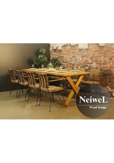 Neiwel Koen Doğal Ahşap Yemek Masası-120-300 Açık Ceviz