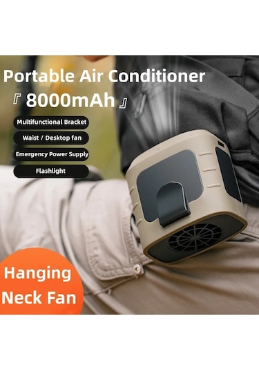 Tcherchi 8000 MAh Şarj Edilebilir Ve Taşınabilir Asma Veya Boyun Fanı Sarı