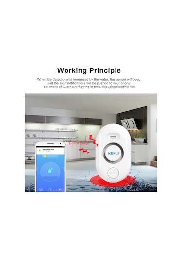 Symbee Keruı Wifi Akıllı Su Tespit Cihazı - 2.4ghz Kablosuz, Akıllı Telefon Uygulaması İle Uzaktan Kontrol, Ip66 Su Geçirmez, Kr-wd62 Modeli