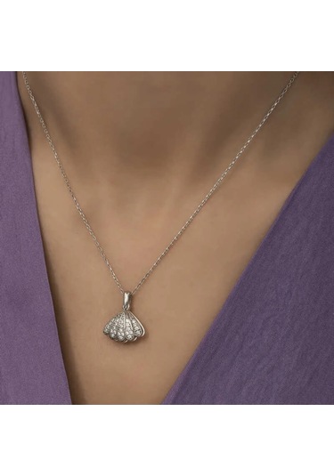 925 Ayar Gümüş İncili İstiridye Bayan Gümüş Kolye T6099 599599 Gümüş