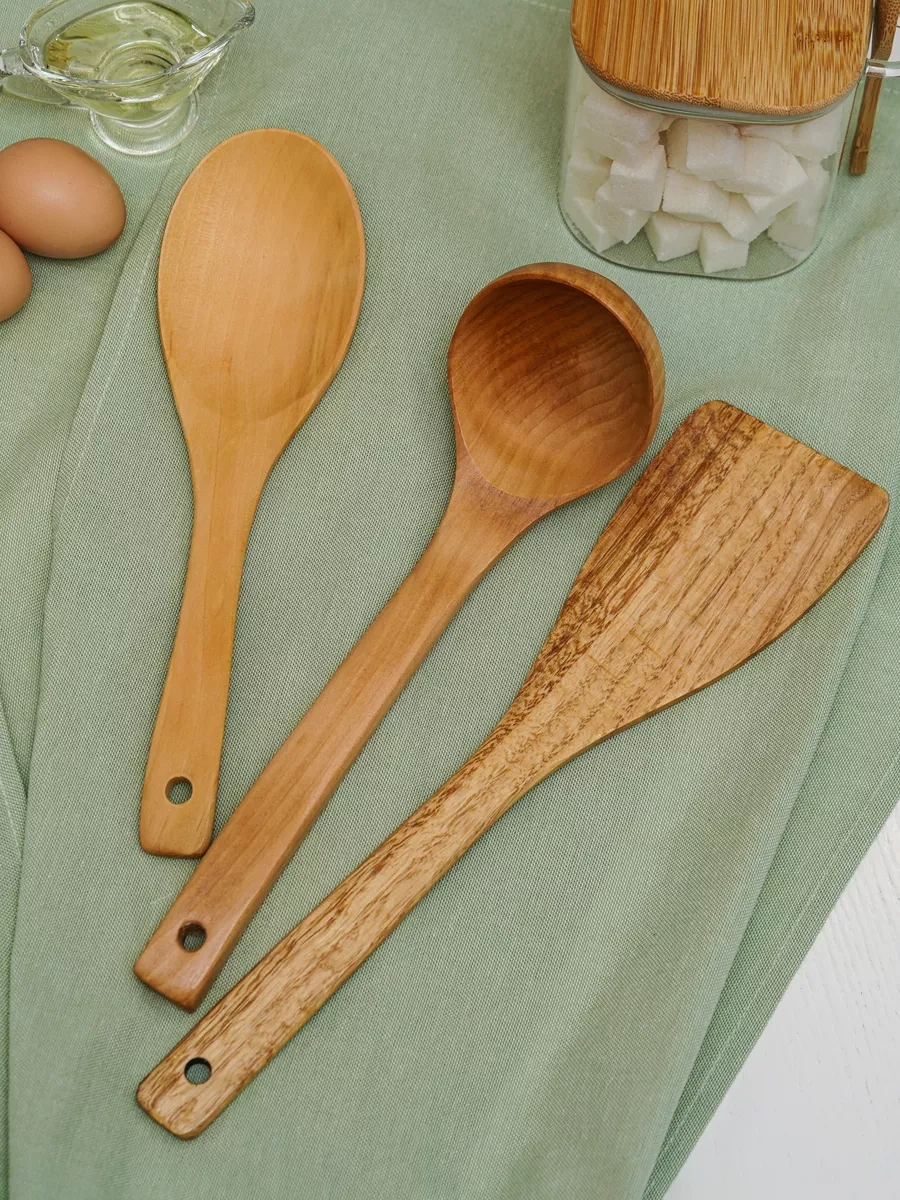 Topichome Ahşap Mutfak Spatulaları Seti, 3 Parça 189992219 Buğday
