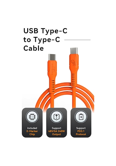 Honmex 240w Pd3.1 Type-c Şarj Kablosu, E-marker Çipi, 48v 5a, Yüksek Sıcaklık Dayanıklı Silikon, Dizüstü Bilgisayar/tablet İçin Hızlı Şarj
