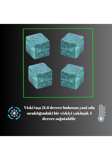 Perlotus Mermer 4 Adet Viski Taşı Soğutma Kesesinde Sertifikalı