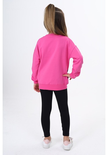 Toontoy Kız Çocuk Baskılı Taytlı Takım Fuşya