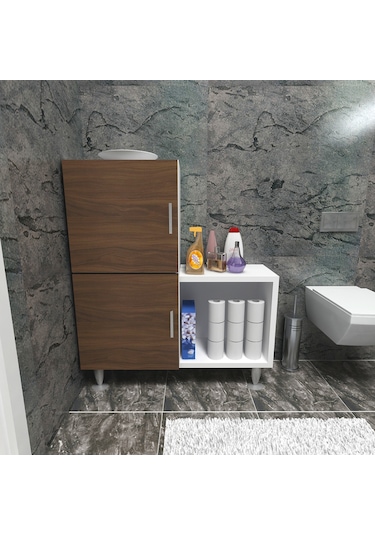 Moonlife 2 Kapaklı L Çok Amaçlı Banyo Dolabı Ceviz