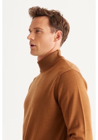 Altinyildiz Classics Erkek Tarçın Standart Fit Normal Kesim Yarım Balıkçı Yaka Triko 4A4923100005TRCM Tarçın