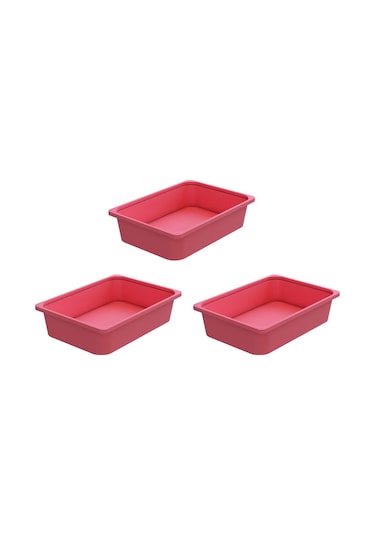 Montessori Oyuncak Dolabı Kutusu Saklama Kutusu Çocuklar İçin Aktivite Kutusu 3 Adet Pembe Pembe