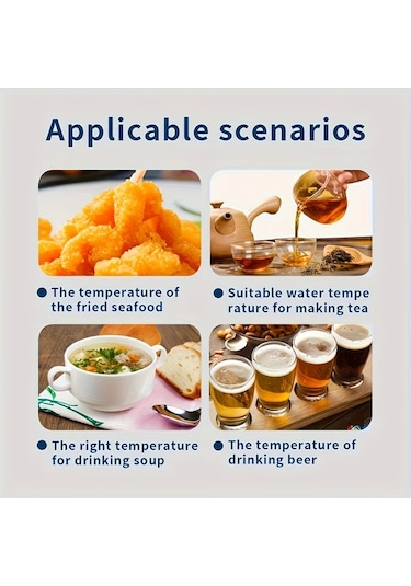 Chuangyinshop Siyah Dijital Mutfak Termometresi Çift Ekran Hassas Lcd Termometre Fırın Et Süt Şeker Kızartma