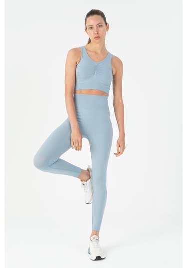 Maraton Active Slimfit Kadın Koşu Sisli Mavi Tayt 812096 Mavi