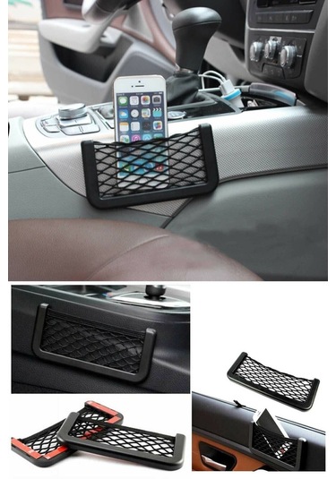 Telefon Tutucu Torpidoya Yapışan File 15 8 Cm Siyah 1 Yıl Torpido Üstü File