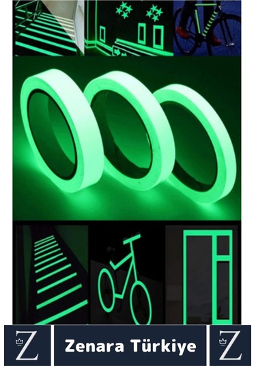 Premium Karanlıkta Işık Veren Suya Dayanıklı Ev Bahçe Merdiven Fosforlu Şerit Bant 4 Metre X 10 Adet