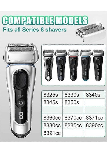 Braun Series 8 Yedek Başlıklar 2'li Paket - S8 8370c Elektrikli Tıraş Makinesi İçin 83m Folyo Ve Kesici Bıçaklar