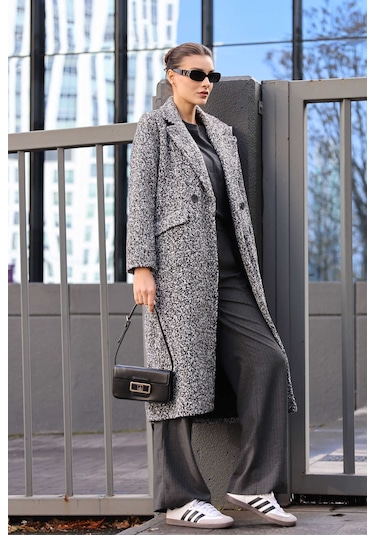 Giyim Dünyası Kadın Buklet Oversize Kaban Siyah 001