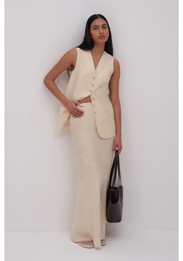 Ekru Luciano Maxi Etek Ekru