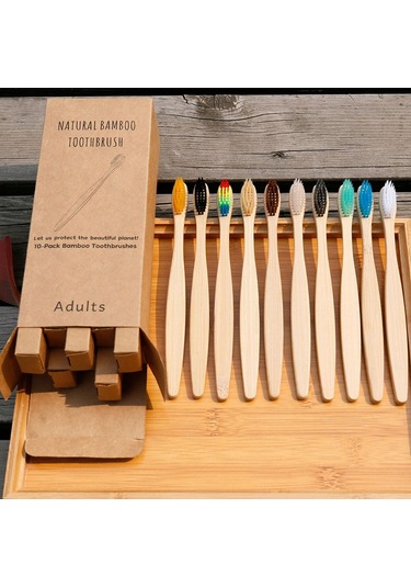 Mufunye Doğal Bambu Saplı Ve Yumuşak Kıllı Diş Fırçaları - 5 Veya 10 Adet Seçenekli, Rahat Kavrama Ve Kullanım.