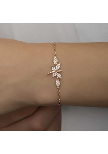 925 Ayar Gümüş Rose Yusufçuk Kadın Bileklik Gümüş - Rose