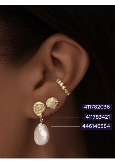 Miestilo 925 Gümüş Çivili Altın Kaplama Deniz Kabuğu Küp 411783421 Diğer