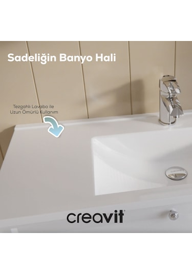 Creavit Kayra Lavabo Dolabı Kapaklı 100cm Mat Beyaz Mat Beyaz