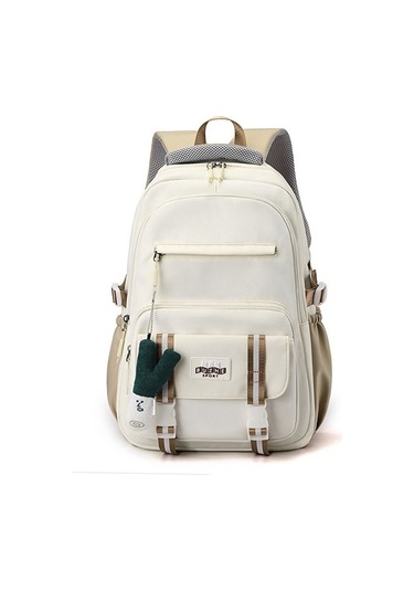 Yucama Oxford Kumaş Su Geçirmez Okul Çantası Büyük Kapasiteli Kız Sırt Çantası - Beyaz Kırmızı - Gri