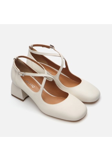 Hotiç Hakiki Deri Kemik Kadın Kalın Topuk 01ayh285100a400 Kemik