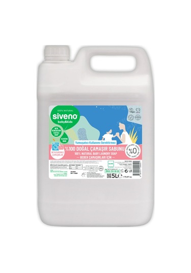 Siveno %100 Doğal Bebek Çamaşır Sabunu Kendinden Yumuşatıcılı Bitkisel Deterjan Vegan 5000 ml