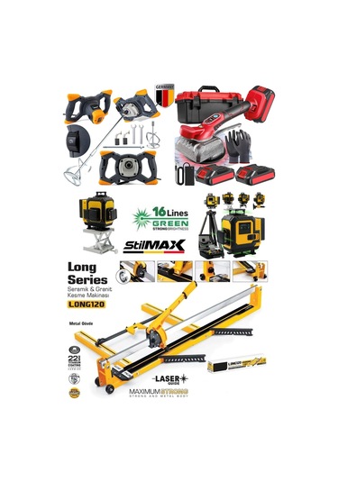 Stilmax Srm1204 Süper4 120mm Seramik Fayans Kesme-boya Harç Karıştırıcı-akülü Vantuz Tokma-16 Lazer