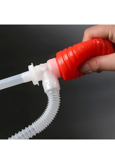 Moveevo Kırmızı Büyük Boy Pvc Sifon Pompa - Hızlı Sıvı Transferi 10 Litre/dakika - Benzin, Yağ, Su Vb. Uygulanabilir