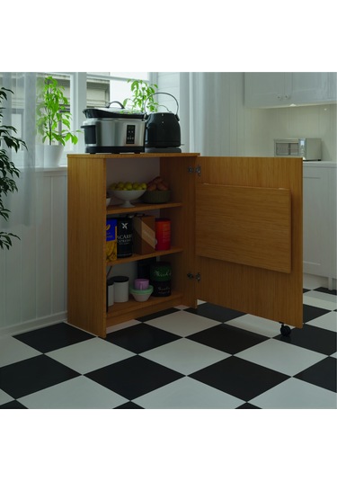 Asratrend Mutfak Fonksiyonel Kilerdolabı+Katlanır Masa Afrika Ceviz