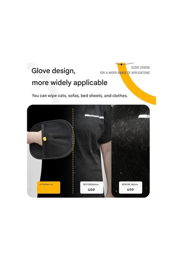 Hangfox Evcil Hayvan Tüy Temizleme Eldiveni 4 Adet Çift Taraflı Silikon Tüy Kaldırıcı Köpek Kedi Tüy Temizleyici Aracı Sarı-siyah Siyah