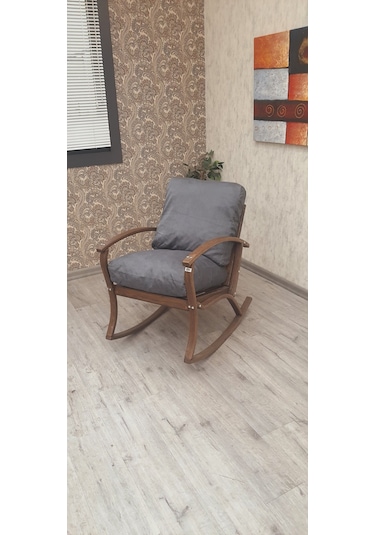 Emideco Demonte Ahşap Sallanır Koltuk Sandalye  Bahçe Salon Koltuğu