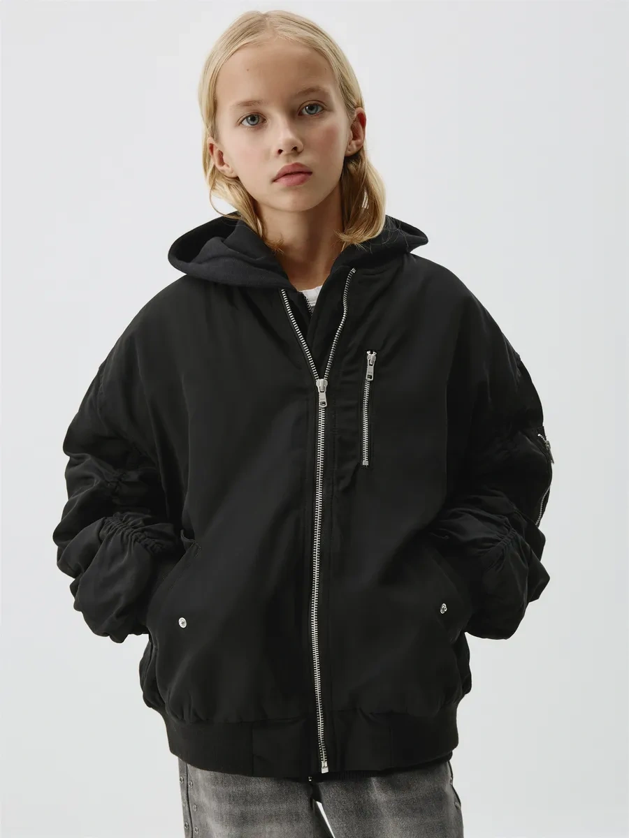 Sela Oversize Demi-sezon Overlapped Bomber Ceket 307403630 Siyah