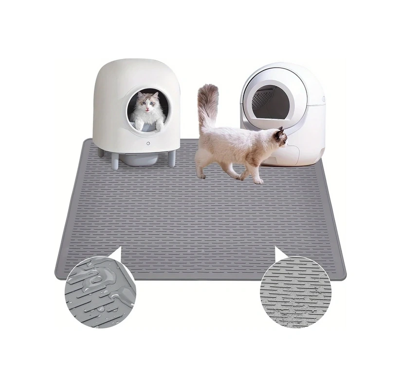 Gateesat 1 Adet Gri Kedi Tuvaleti Pedi, Su Geçirmez Yumuşak Ve Kolay Temizlenen İç Mekan