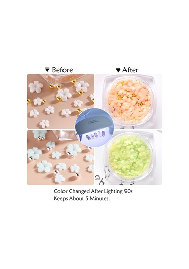 Reedark Aksesuar Çiçek Taşlı Tırnak Dekoru - Dıy Manikür Seti Renkli İnci Detaylı