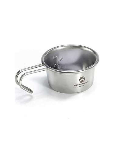 Fastbuy 304 Paslanmaz Çelik Kamp Ölçü Bardağı, Hafif, Katlanabilir, Çok Amaçlı, 112 Karakter Gümüş Renk, 112cc Gümüş