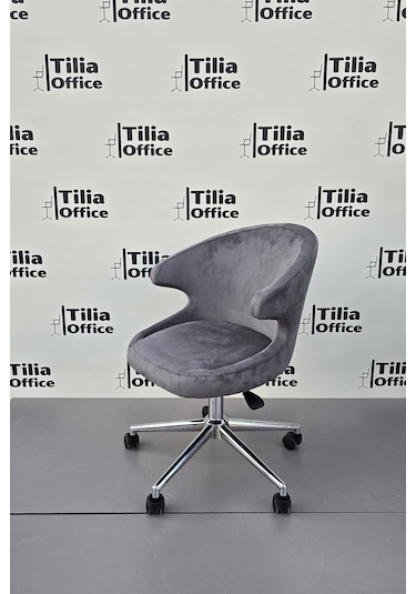 Coket Çalışma Koltuğu Krom Konik Ayak Koyu Gri