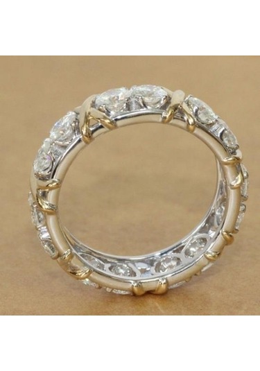 Tam Kübik Zirkonya Cz Çapraz Beyaz Altın Kaplama Yüzük Bayan Düğün Takı Us 8 Beyaz