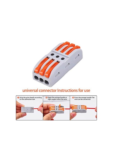 Hızlı Kablo Ekleme Aparatı - Üçlü Kablo Birleştirici - 5 Adet