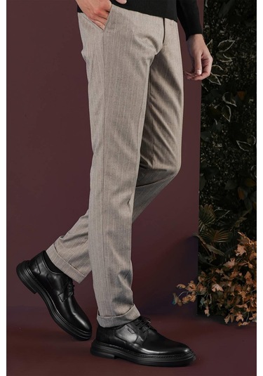 P 1134 Slim Fit Bej Spor Pantolon Bej