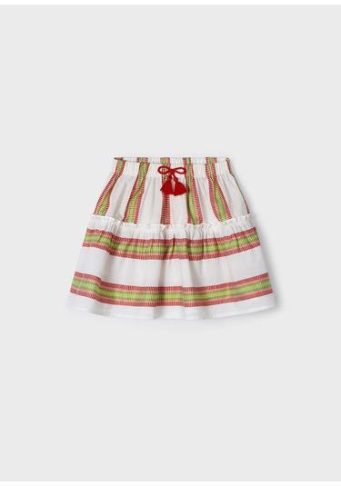 Kız Çocuk Çizgili Etek-kırmızı Kırmızı