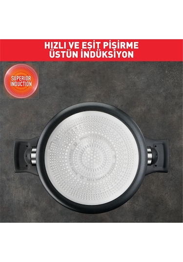 Titanyum 6x Excellence İndüksiyon Tabanlı Kısa Tencere 24cm 001 Siyah
