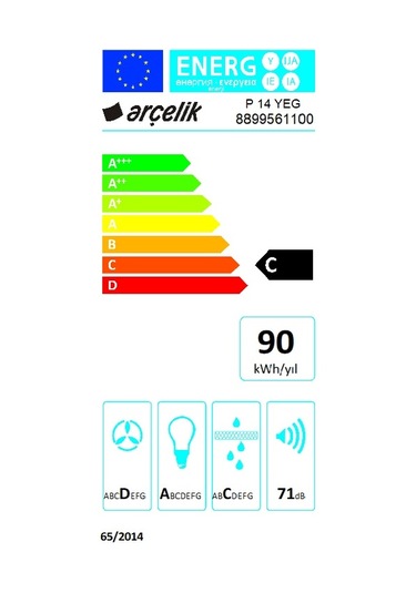 Arçelik P 14 YEG Duvar Tipi 60 CM Davlumbaz