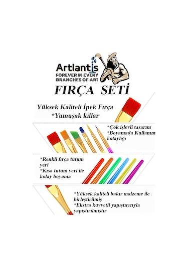 Guaj Boya Hobi Boyama Seti 35 x 50 CM Tuval 12li Guaj Boya Tüp Resim Paleti ve Fırça Seti 6lı Çok Renkli