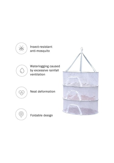 Novahub 3 Katmanlı Asılı Bitki Kurutucu, 3d Net Çamaşır Askısı, Bitki Ve Sebzeler İçin Kurutma Ağı Beyaz